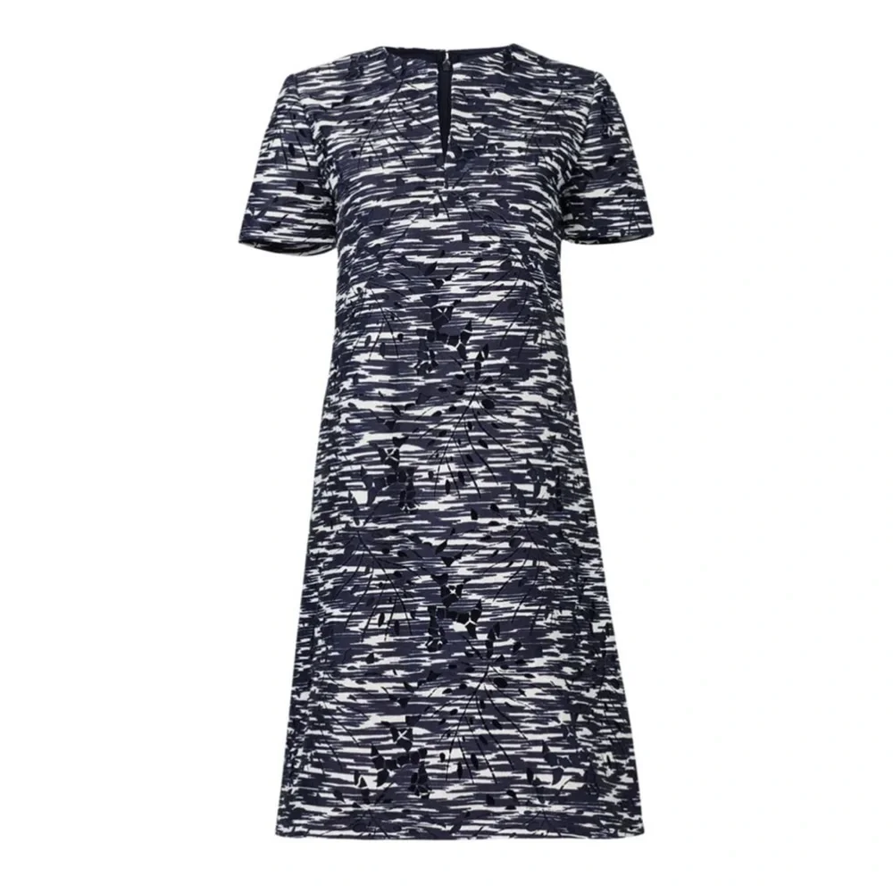 Tory Burch Dina Navy Space Dyed Cutout Dress Size 6 Excellent Condition
